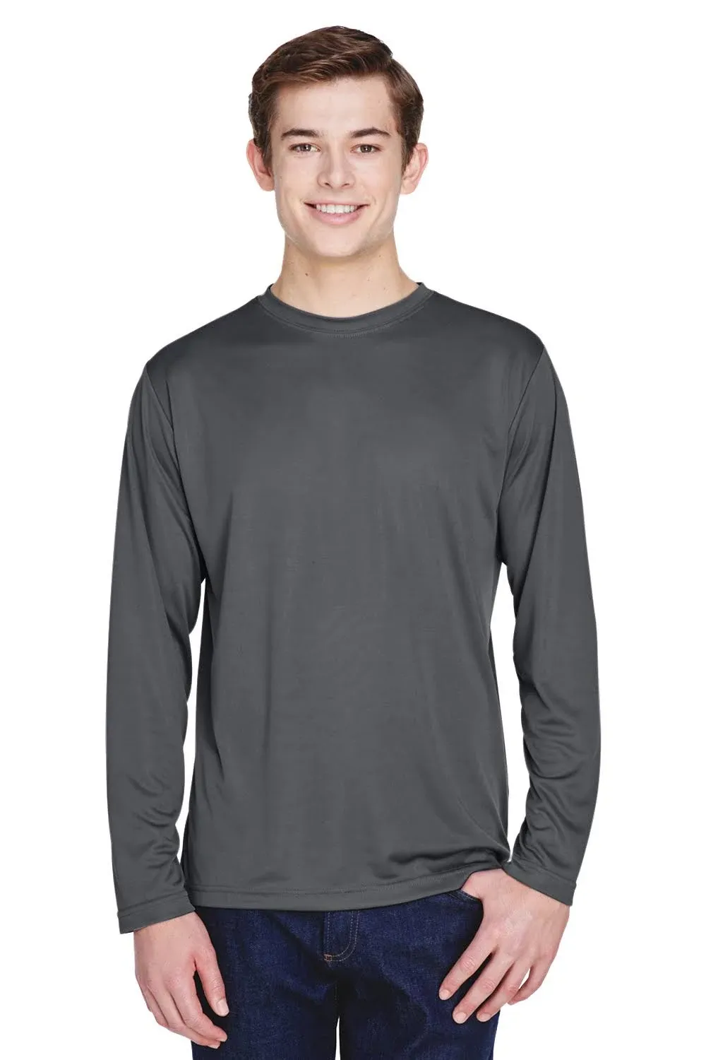 "Team 365 Men's Sport Graphite Zone Performance Long-Sleeve T-Shirt"