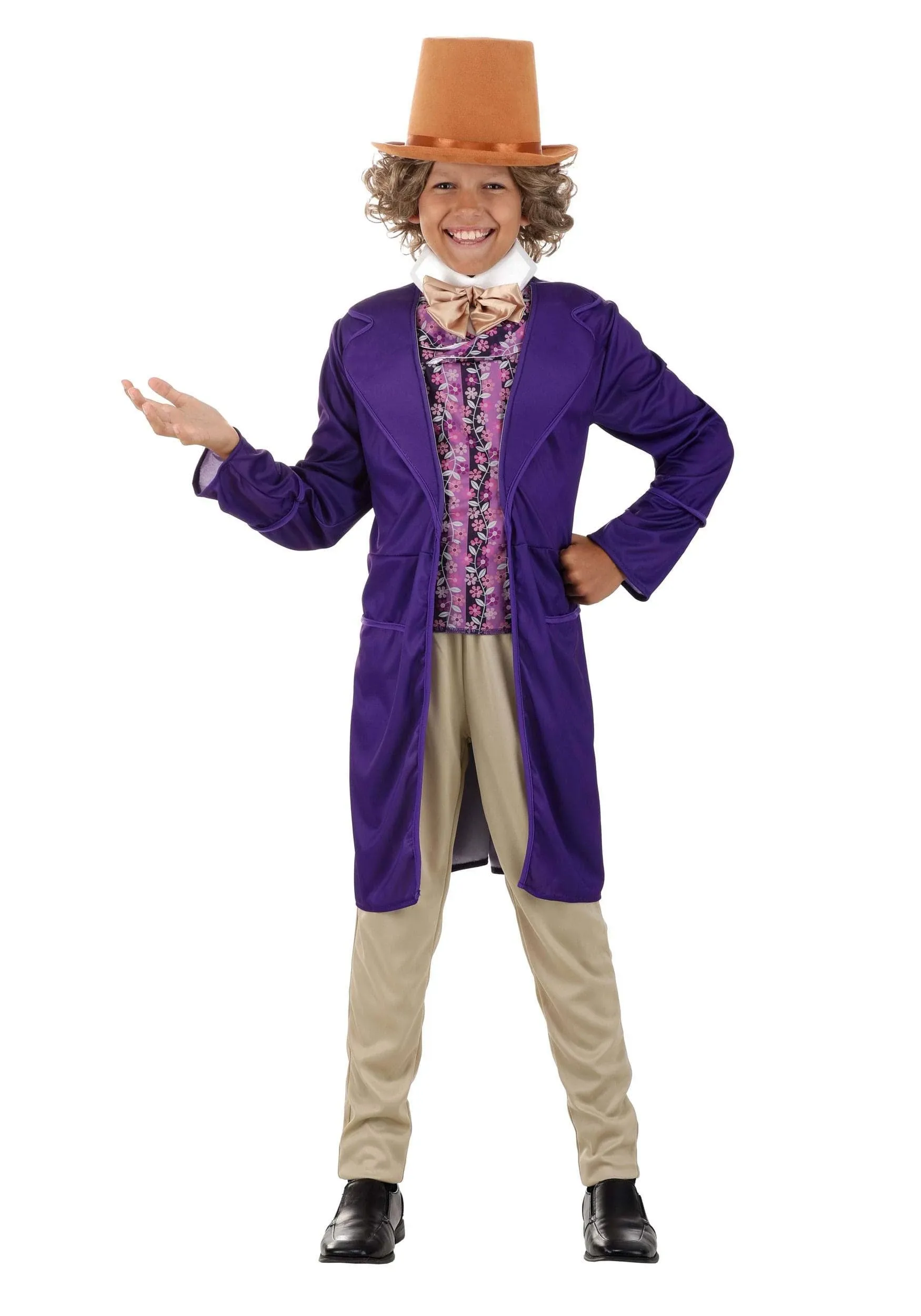 Boy's Willy Wonka Costume | Kids | Boys | Purple/Beige | XL | Jerry Leigh