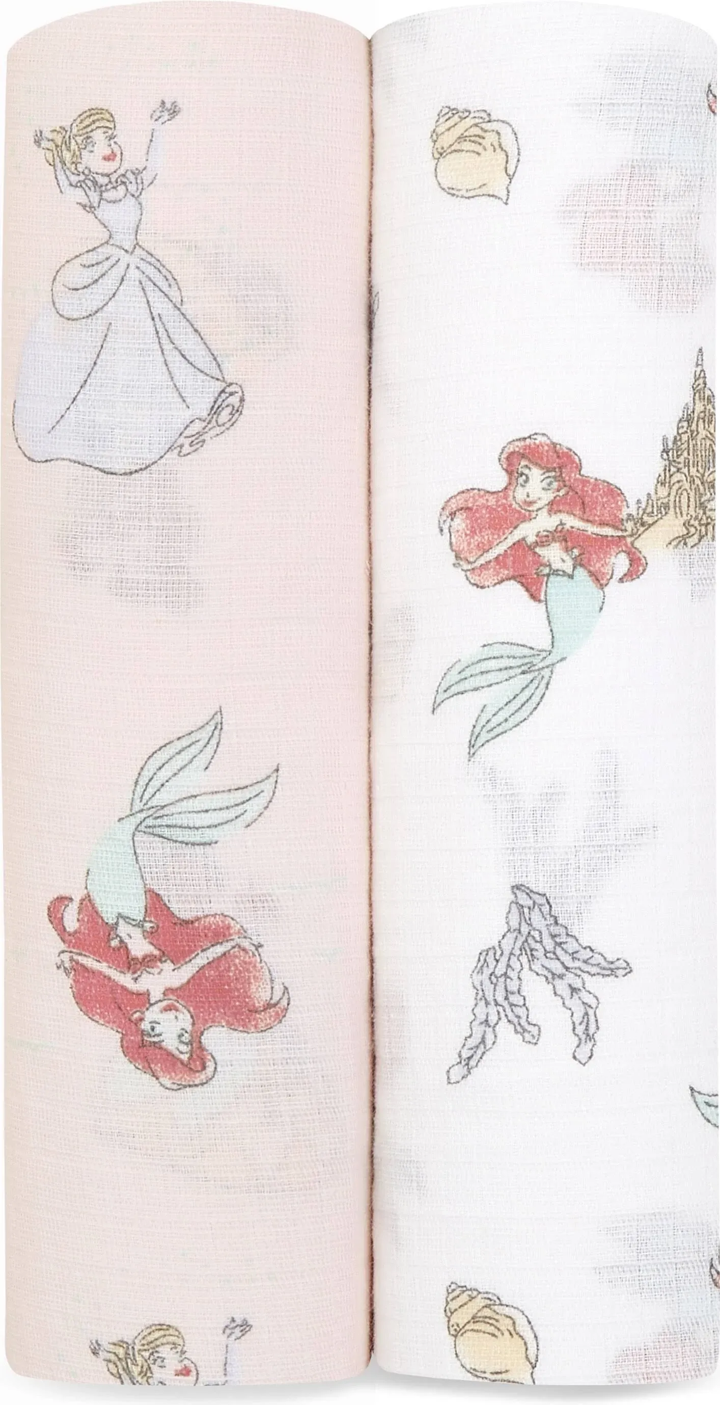 Baby Girls Mermaid Muslin Swaddles, Pack Of 2 In Pink