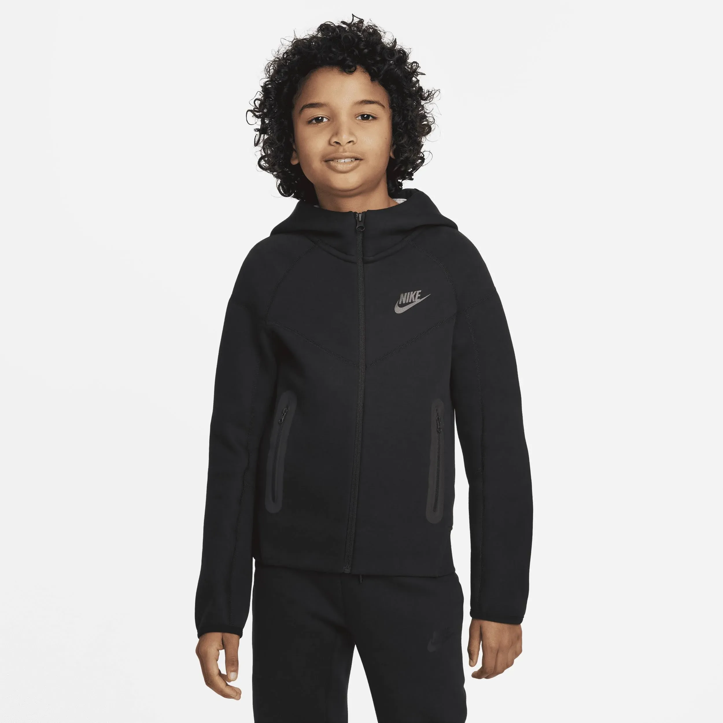 Kids' Nike Sportswear Tech Fleece Full Zip Hoodie Large Black