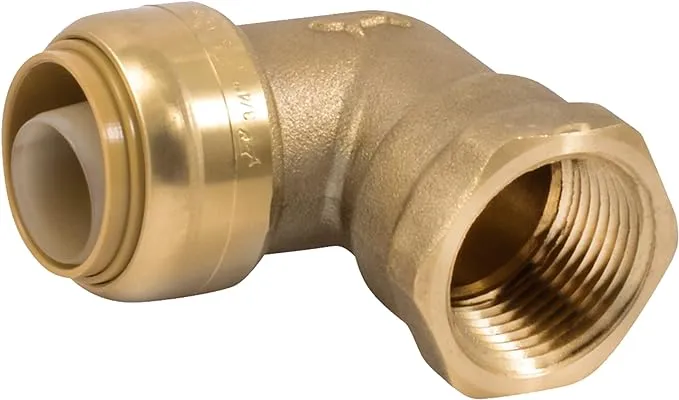 SharkBite 1/2 Inch x 1/2 Inch 90 Degree Female Adapter Elbow, Push to Connect Brass Plumbing Fitting, PEX Pipe, Copper, CPVC, PE-RT, HDPE, U308LFA