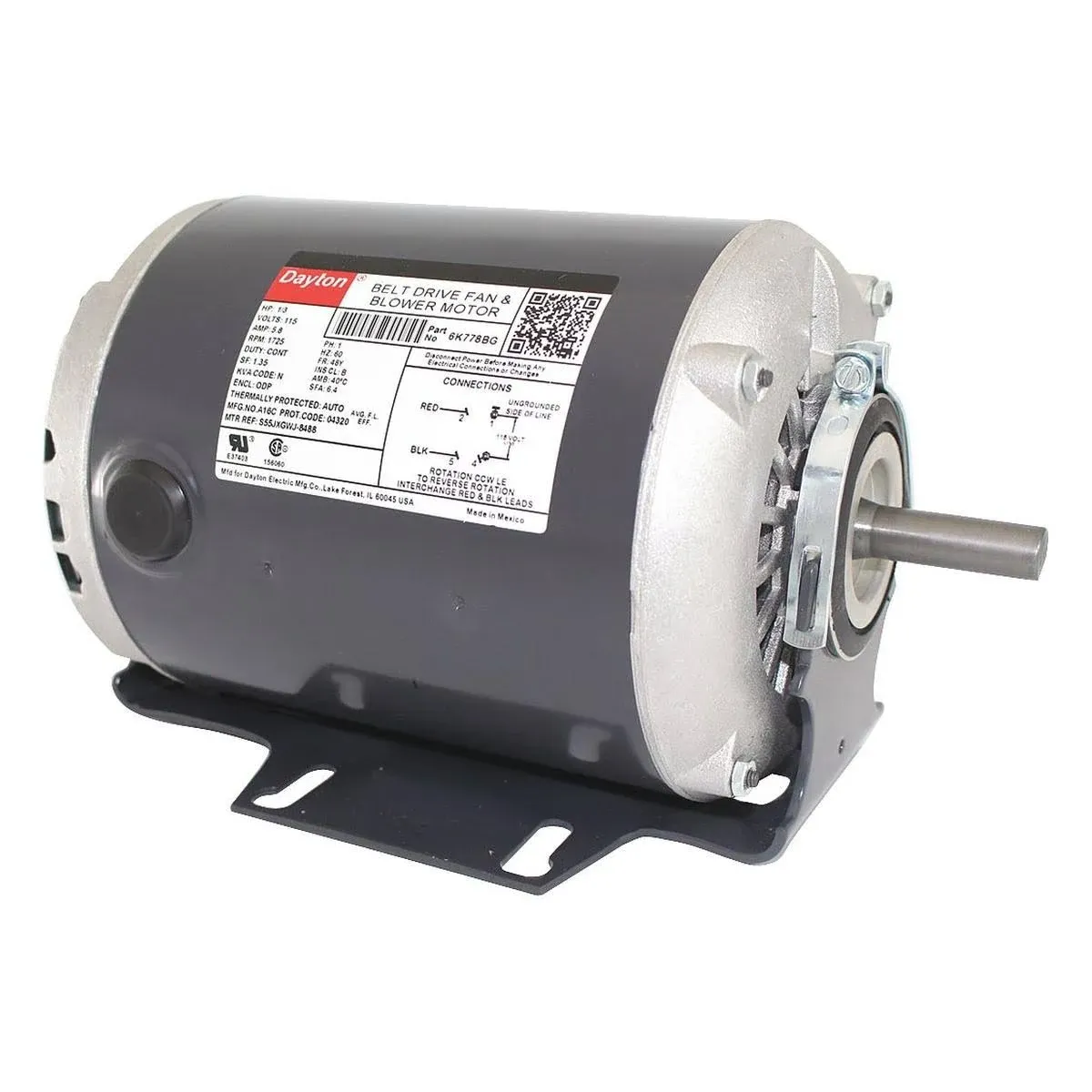 Dayton 6k778 Motor 1/3 HP Split PH 1725 RPM 115 V