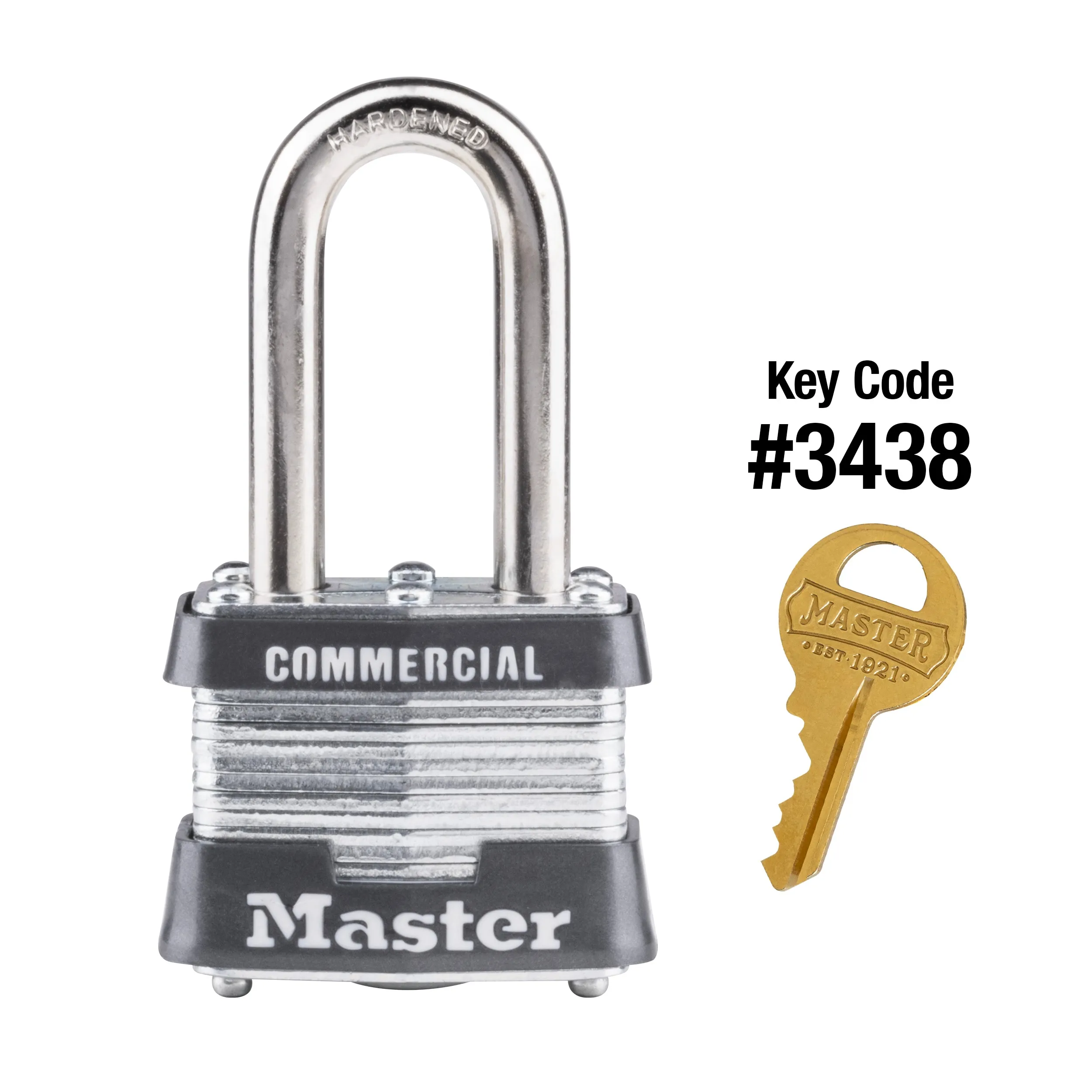 Master Lock Commercial Keyed Padlock, 1-9/16-in Wide x 1-1/2-in Shackle Keyed Alike to 3438 Key Code