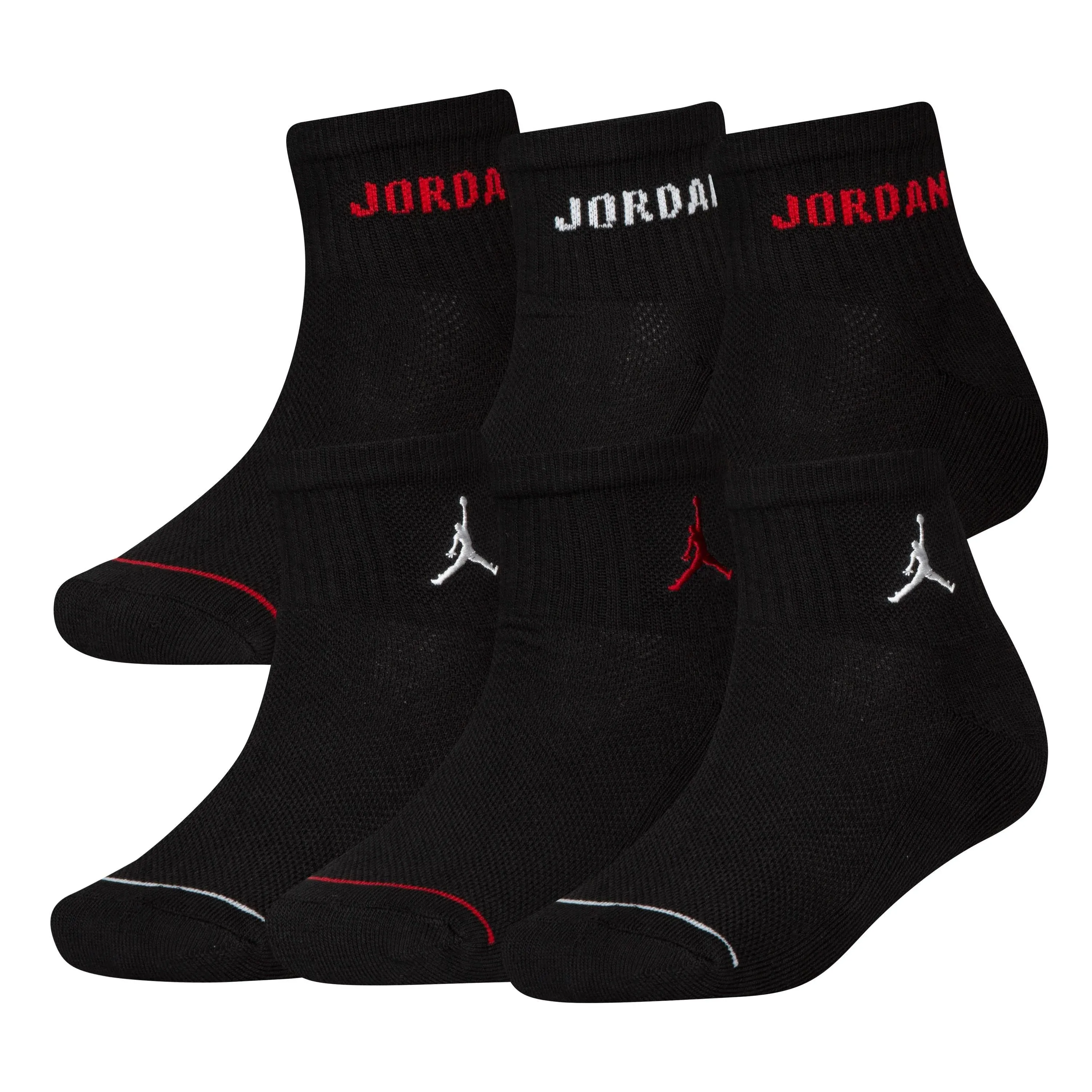 Jordan Jordan Legend Ankle 6 PACK Calcetines de deporte para niños, Talla: 27-35, Gym red/black