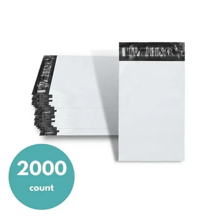 2000 Pack Secure Seal White Poly Mailers Shipping Bags - Safe Shipping with 6x9 Mailers Poly Bags - E-Commerce Poly Bags for Shipping - Self Sealing 2 Mil Poly Shipping Envelopes