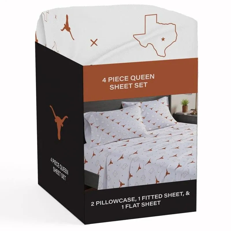 Pegasus Sports NCAA Texas Longhorns Small X Queen Sheet Set