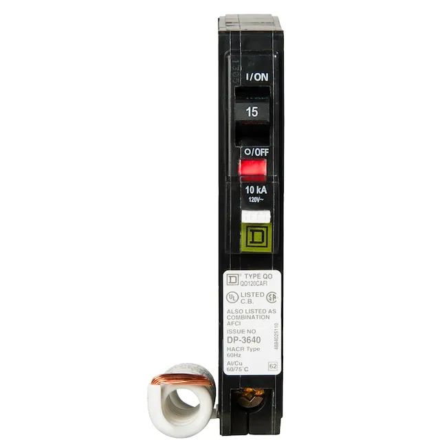 Square D QO115CAFIC QO 15 Amp Single-Pole Combination Arc Fault Circuit Breaker