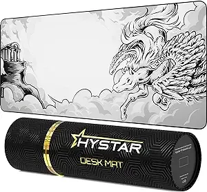 Hystar Extended Gaming Mouse Pad | XXL 36" x 16" | 5mm Thick, Waterproof Surface, Smooth Polyester Fabric, and Natural Rubber Base | Mythic Pegasus