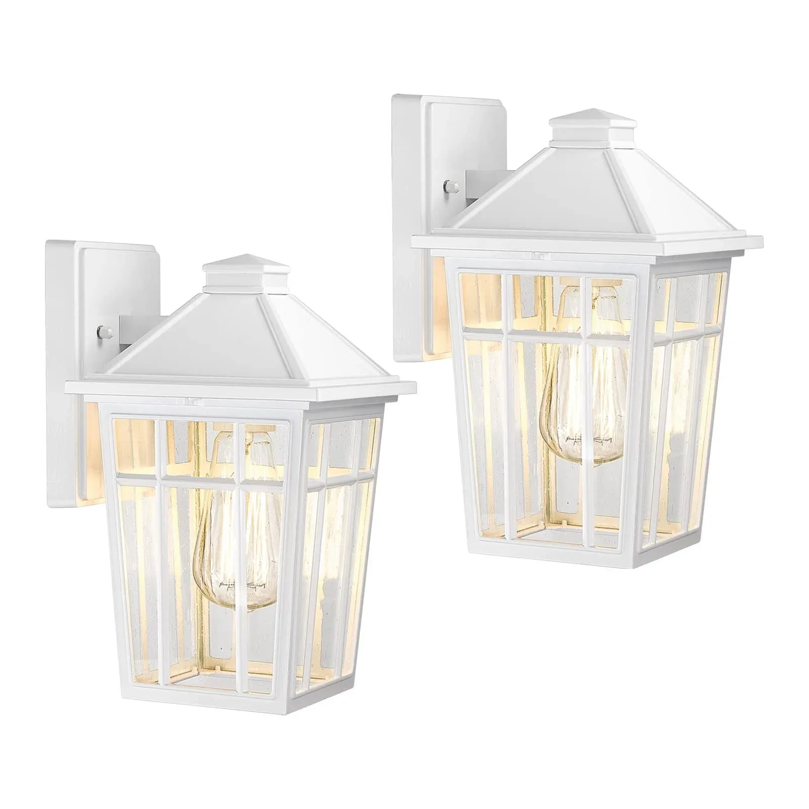 Darkaway Outdoor Sconce Lights Wall Light Fixtures, Front Porch Light Outdoor Wall Anti-Rust Waterproof Aluminum with Glass Exterior Light Fixture for Patio, Yard, Doorway, Garage (2 Pack, White)