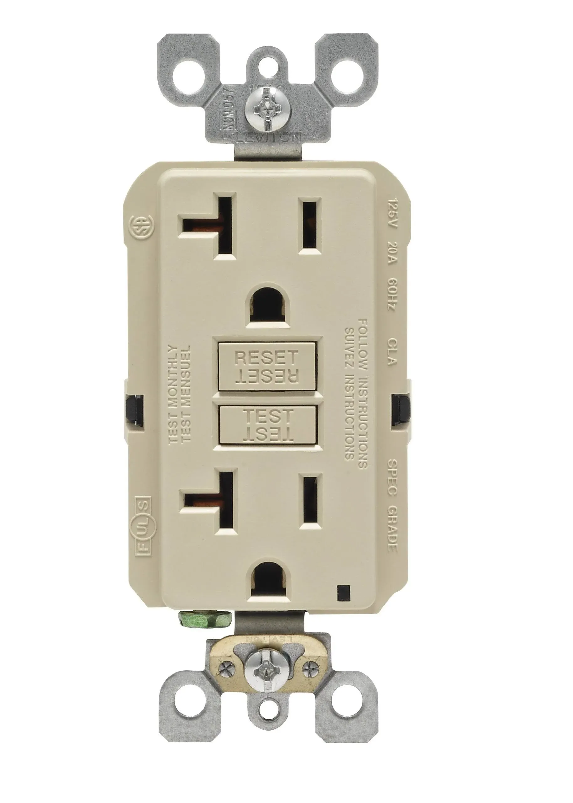 LEVITON N7899-I IVORY WHITE SLIM GFCI OUTLET WITH WALLPLATE! NEW IN BOX! (F32)