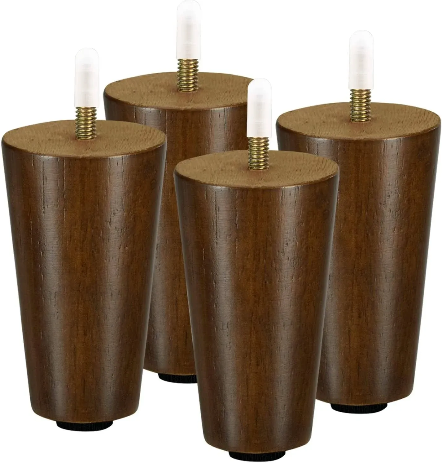 Yes4all 4 Inches Round Wood Furniture Legs Set of 4 - Wooden Replacement Feet for Couch, Bed, Bench - Adjustable Sofa, Ottomans Tapered Leg with