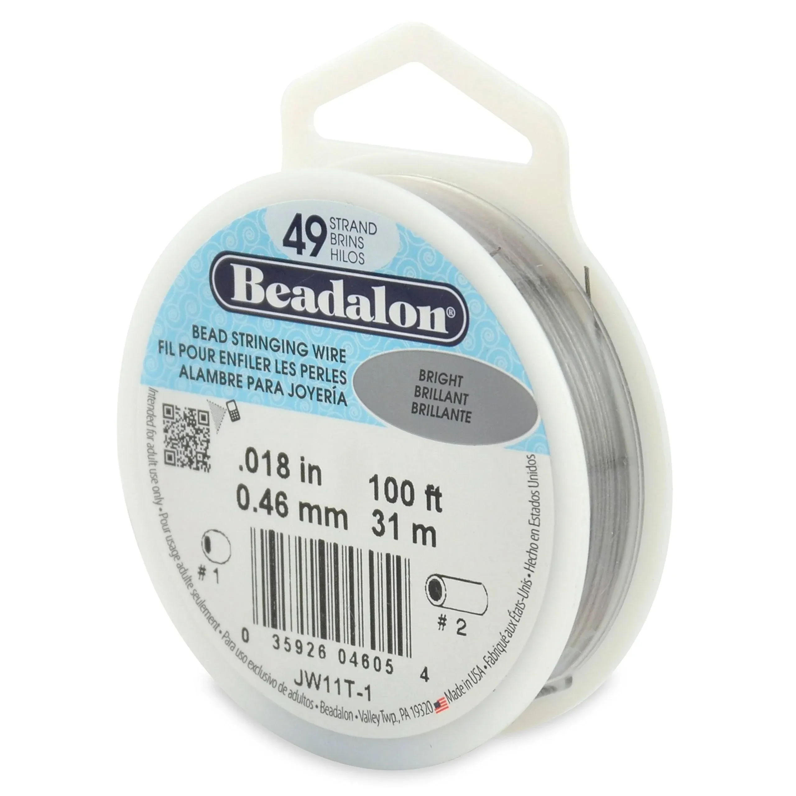 Beadalon 49-Strand Bead Stringing Wire 0.018-inch Bright 100-Feet