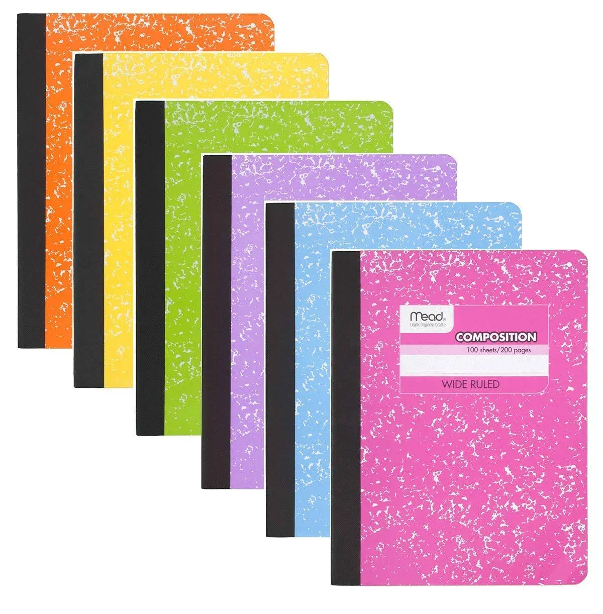 Mead Composition Book, 6 Pack of Wide Ruled Composition Notebooks, Wide Rule ...