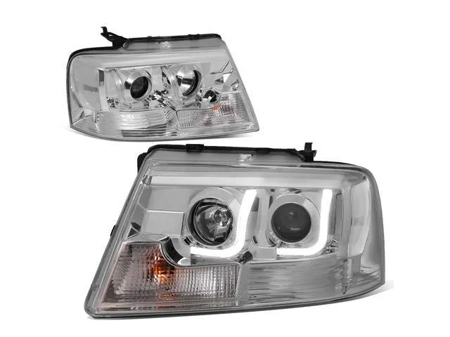 Auto Dynasty LED DRL Projector Headlights Assembly Compatible with Ford Escape 13-16, Pair, Chrome Housing