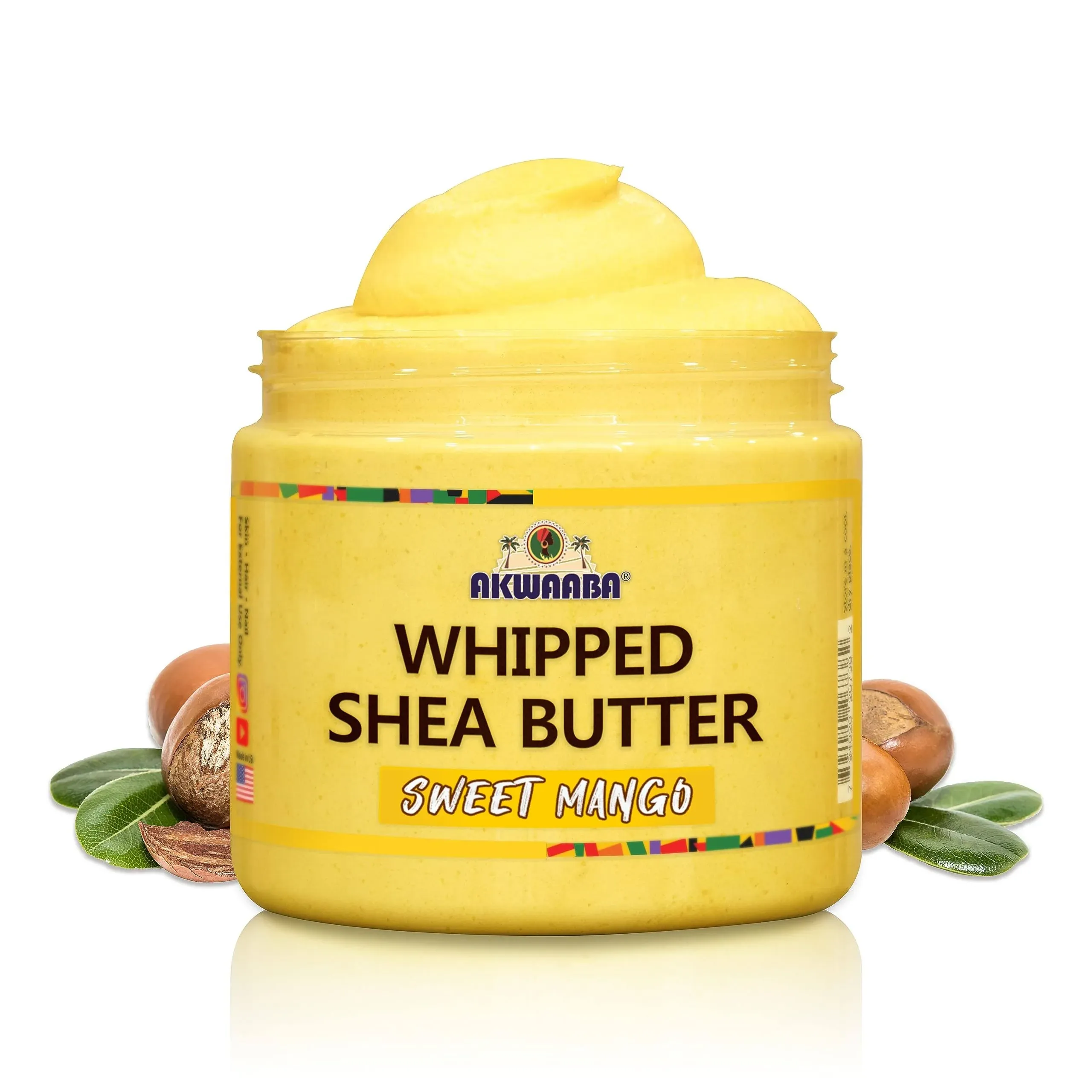 Akwaaba Whipped Shea Butter (Sweet Mango) 12oz -Body & Hair Moisturizer - with ...