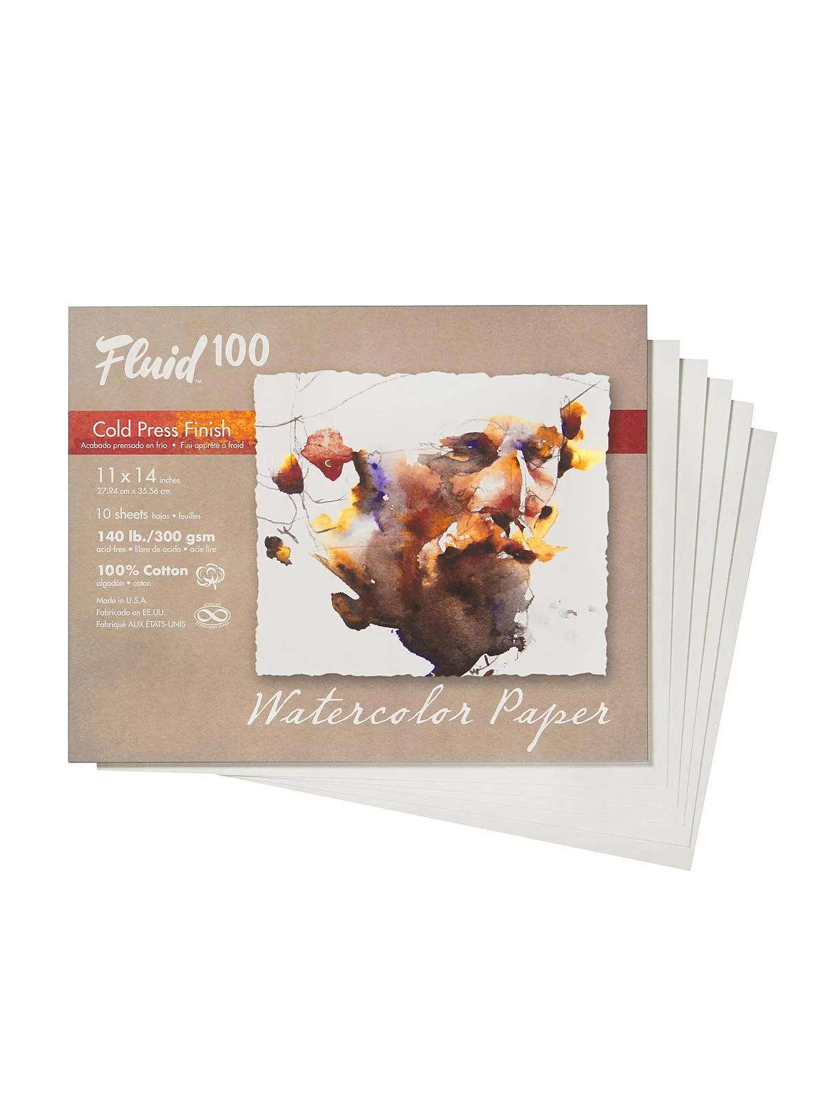 100 Watercolor Paper Pochettes 140 lb. cold press, 11 in. x 14 in., 10 sheets