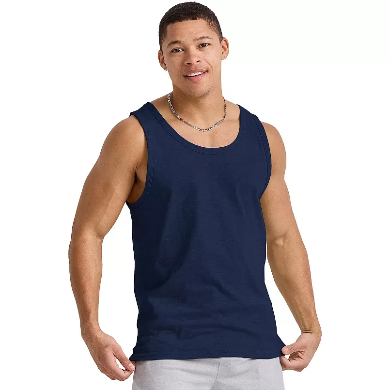 Men's Hanes Originals Tri-blend Tank Top, Size: Medium, Athletic Navy Grey