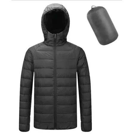 Men s Down Jacket Hooded Packable Down Puffer Jacket Lightweight Water-Resistant Insulated Down Jacket