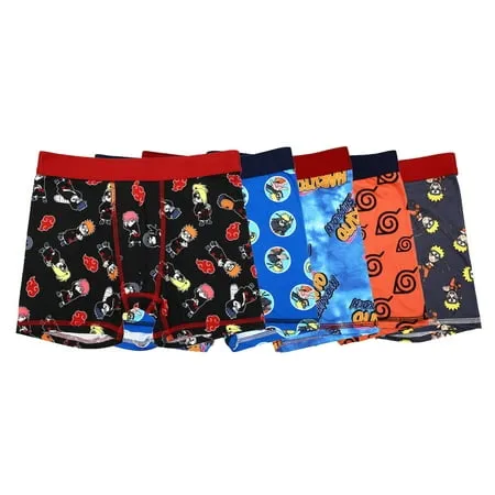 Naruto Shippuden Character Print Multipack Boys Boxer Briefs Underwear-Size-10