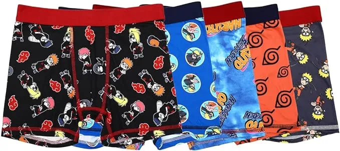 Naruto Shippuden Character Print Multipack Boys Boxer Briefs Underwear-Size-10