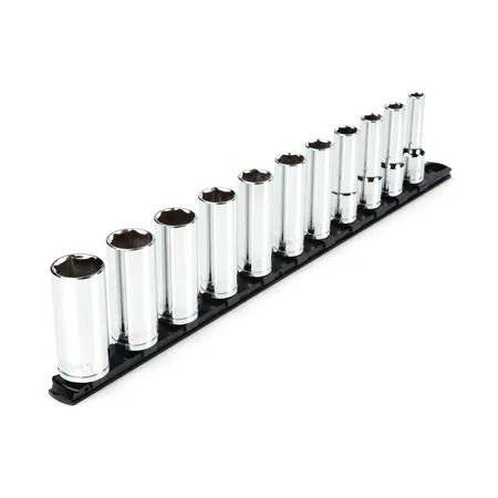 1/2" Drive Deep Socket Set, SAE, 11 pcs