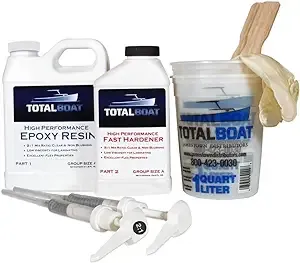 TotalBoat-510822 High Performance Epoxy Kit, Crystal Clear Marine Grade Resin and Hardener for Woodworking, Fiberglass and Wood Boat Building and Repair (Quart, Medium)