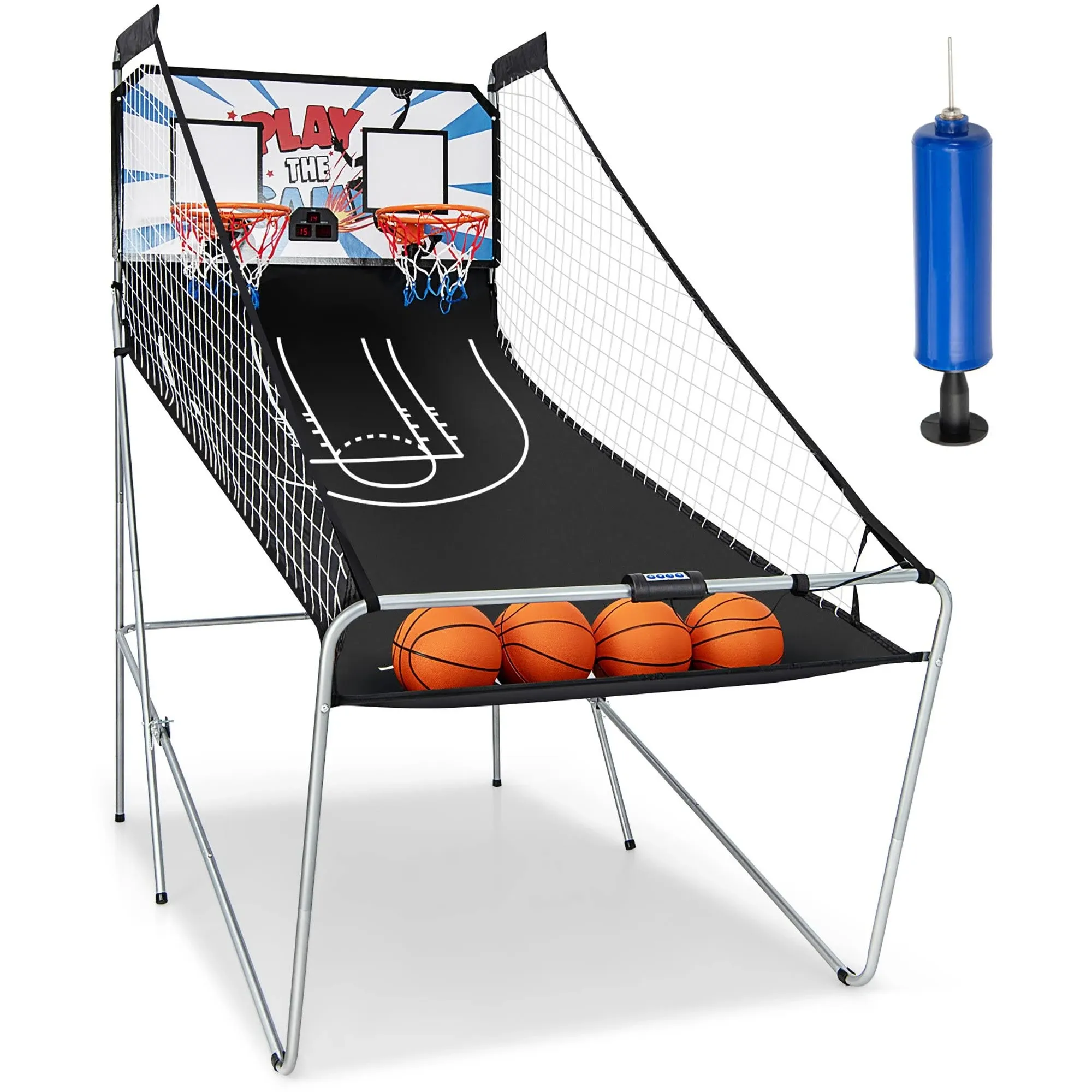 Dual LED Electronic Shot Basketball Arcade Game w/ 8 Playing Modes &amp; Metal Frame