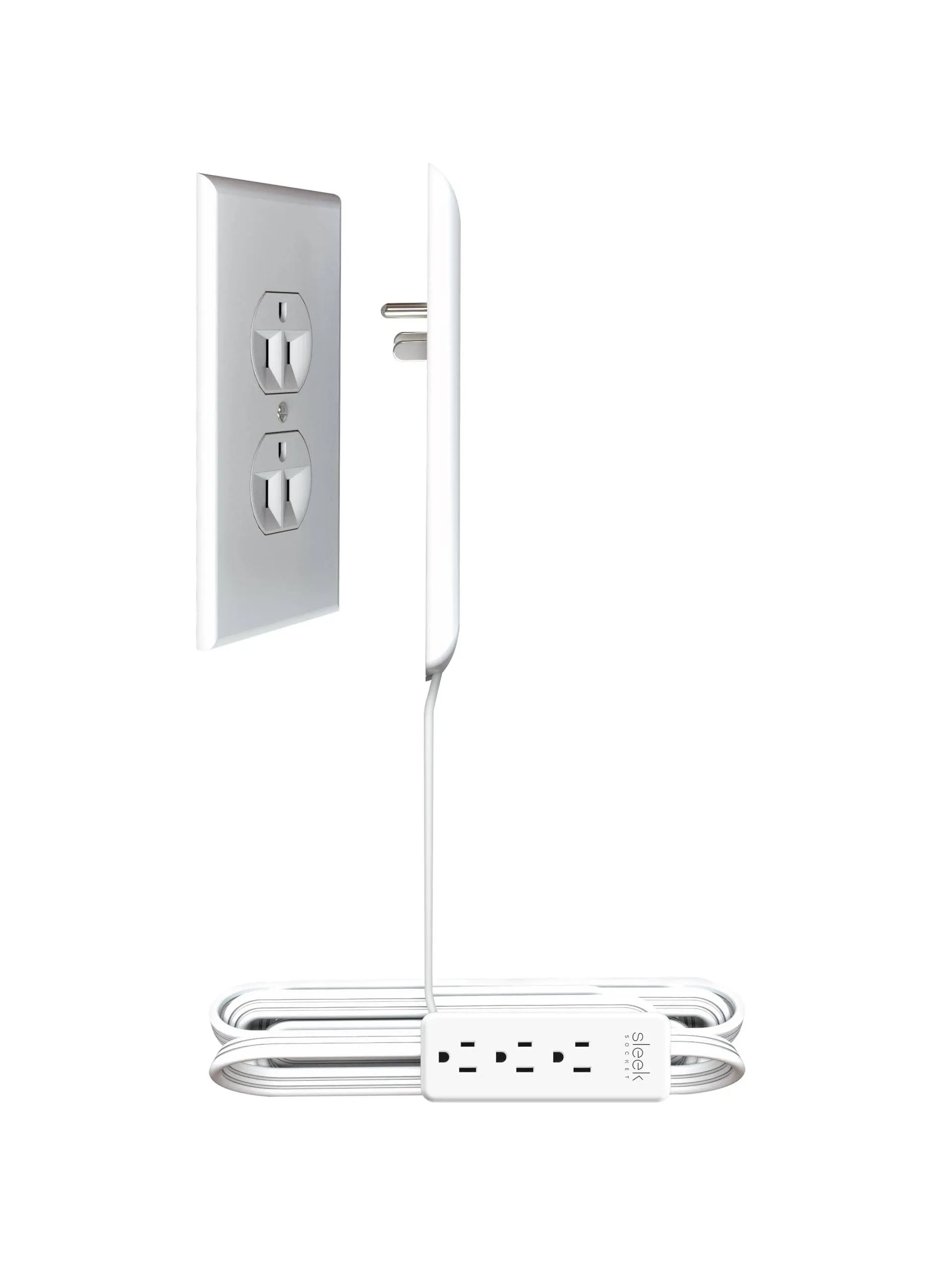 Sleek Socket for Inverted Receptacles, Ultra-Thin Outlet Concealer with Cord ...