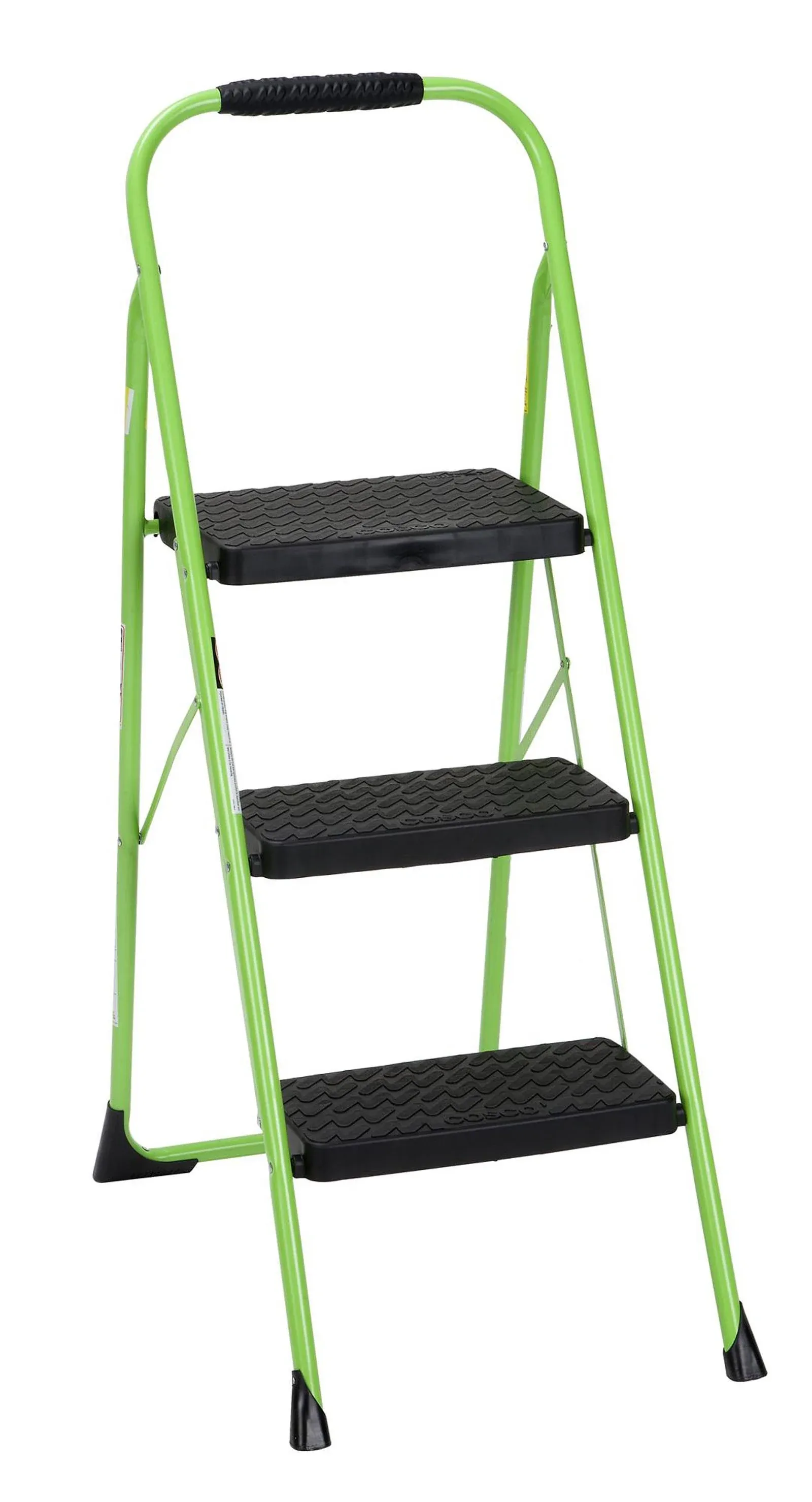 Cosco 11408GNF1E Green Three Big Folding Step Stool with Rubber Hand Grip