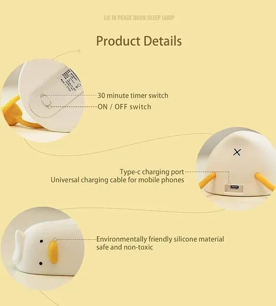 ILOVEMILAN Lying Flat Duck Night Light