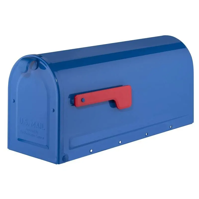 Architectural Mailboxes MB1 Post Mount Mailbox Blue with Red