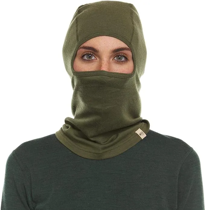 Minus33 Merino Wool Midweight - Balaclava 100% Merino Wool Olive Drab Green