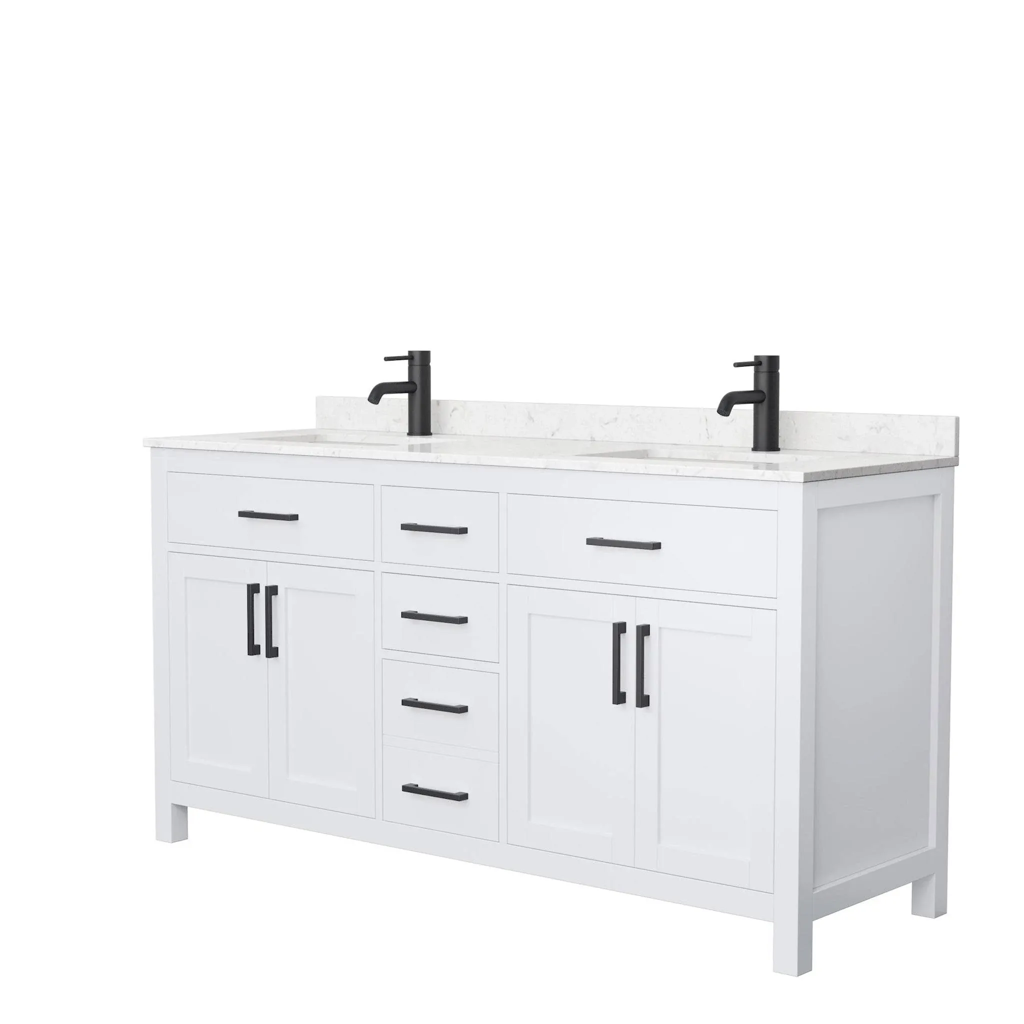 Wyndham Collection Beckett 66 inch Double Bathroom Vanity in White, Carrara ...