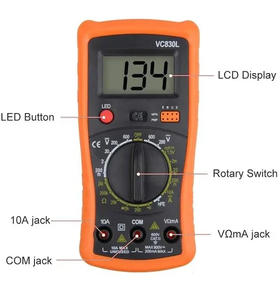 Digital Multimeter Multimeter with AC DC Voltmeter Ohm Volt Amp Tester MU