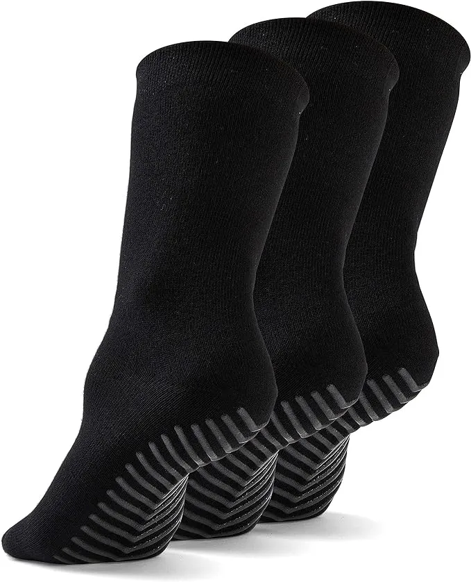 Gripjoy Non Slip Socks For Women - Gripper Socks For Women - Grippy Socks For Women - Crew, 3 Pairs