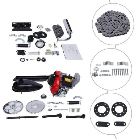 Anqidi Full Set 49CC 4-Stroke Bicycle Engine Kit Gas Motorized Bike Electric Bicycle Engine Motor Kit with Double Chain Air-cooled