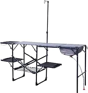 GCI OUTDOOR Master Cook Station | Portable Folding Kitchen Table with Soft Shell Sink, Heat Resistant Tabletop & Telescoping Lanter Pole, Perfect for Camping Trips