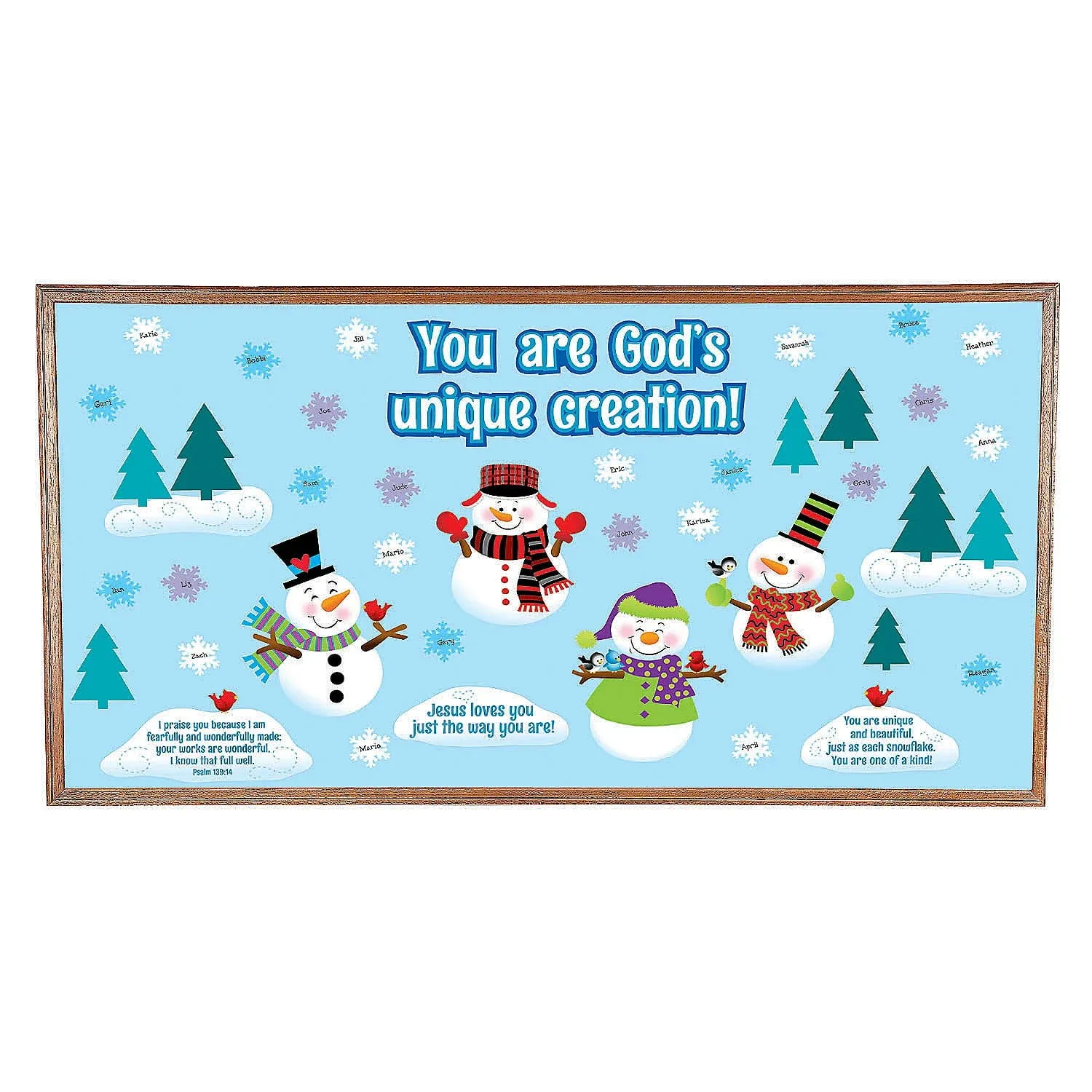 God Made Me Unique Snowman Bulletin Board Set, 65 Pcs, 3&#034;, 22&#034; x 3&#034;, 21&#034;