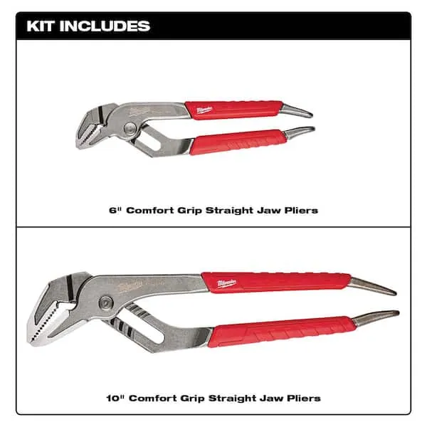 Milwaukee Ream & Punch 2 pc Forged Alloy Steel Straight Jaw Pliers Set