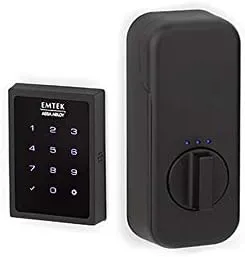 Emtek Empowered Motorized Touchscreen Keypad Smart Deadbolt - Connected by August, Flat Black Coated (US19), Model: EMP1101US19