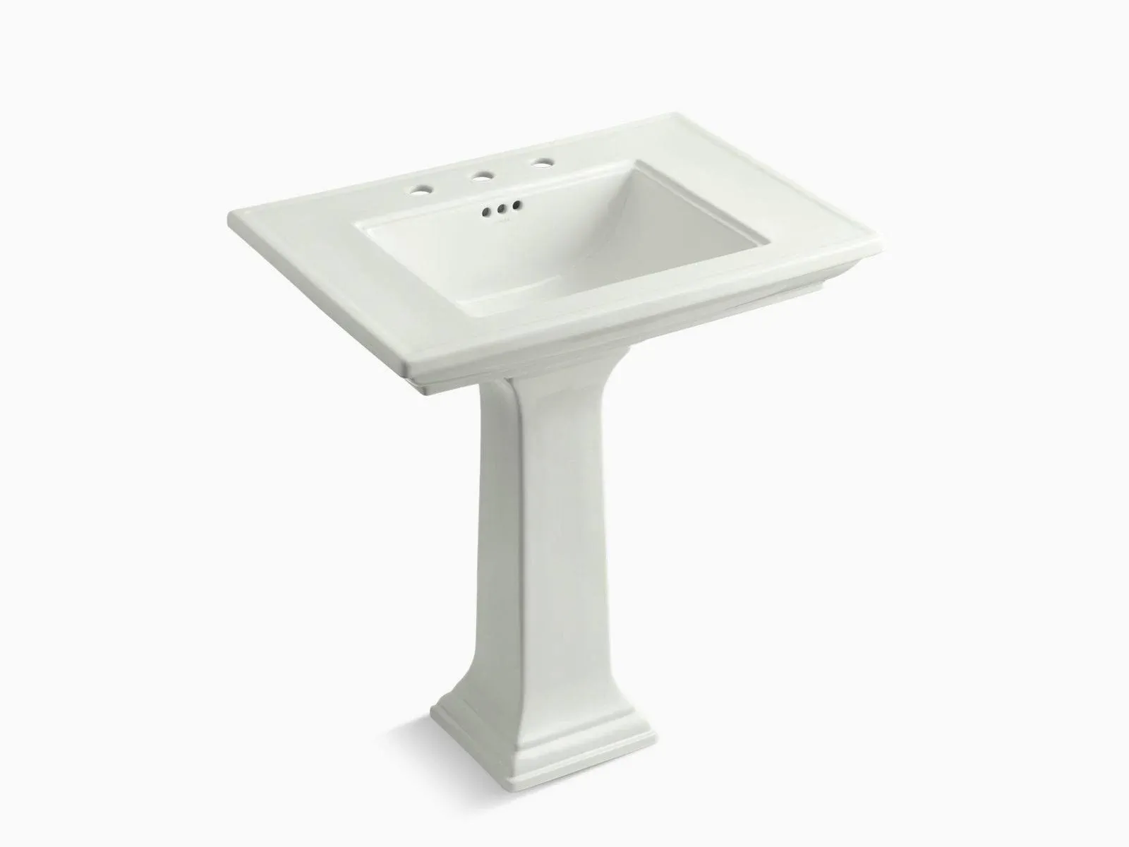 Kohler 2268-8-0 Memoirs Stately 30" Pedestal Bathroom Sink with Widespread Faucet Holes, White