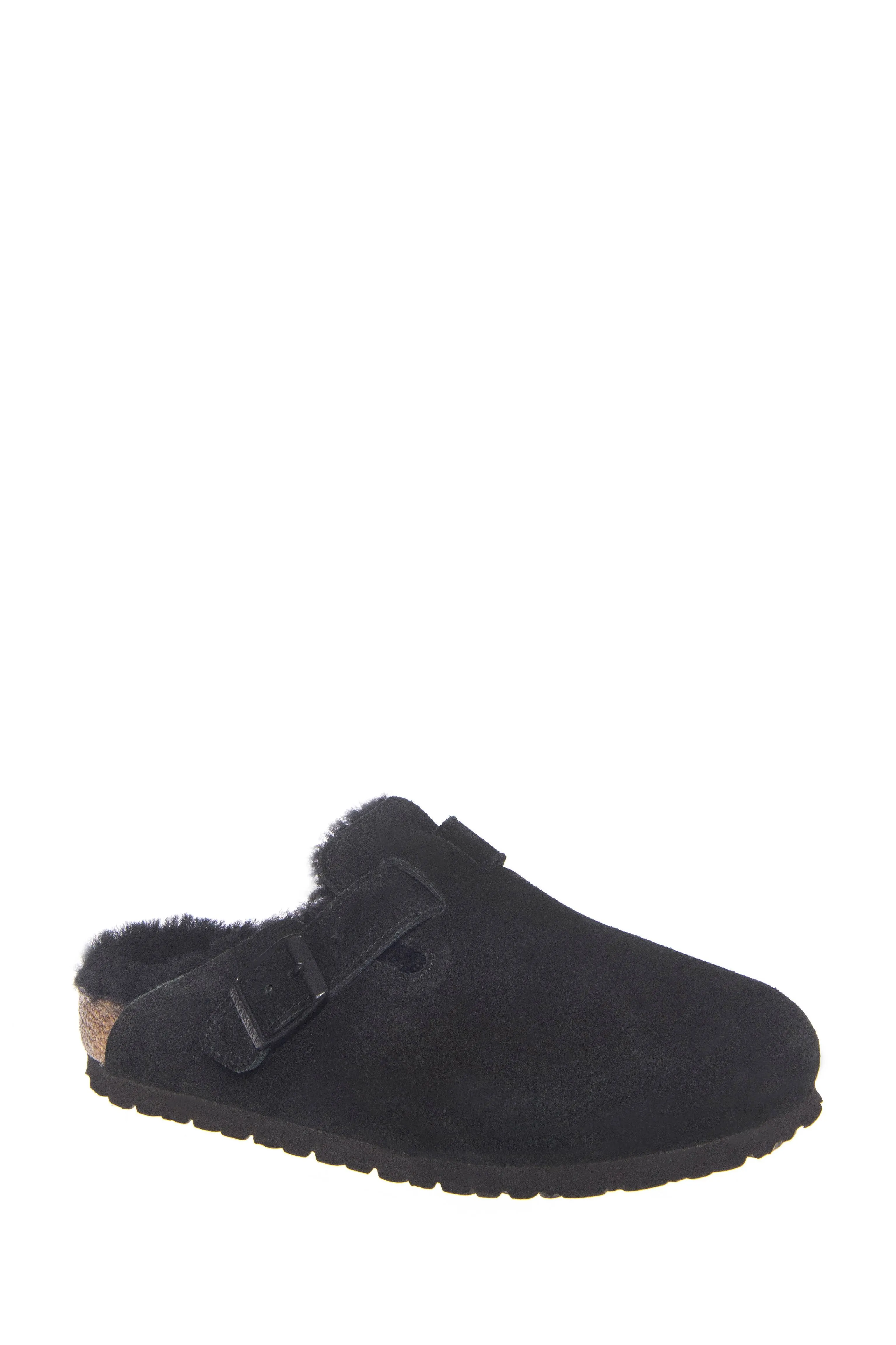 Birkenstock Boston Shearling - Suede (Unisex) Clog Shoes Black/Black Suede : EU 36 (US Women's 5-5.5) Regular