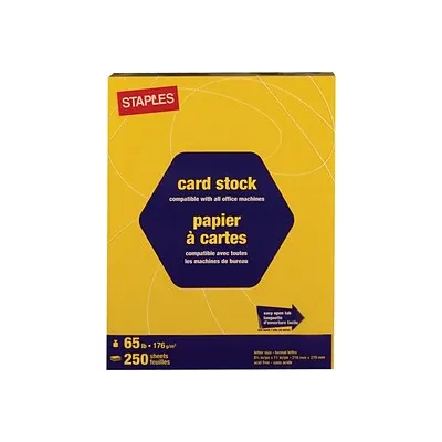 Staples Brights 65 lb. Cardstock Paper, 8.5" x 11", Bright Yellow, 250 Sheets/Pack (21107)