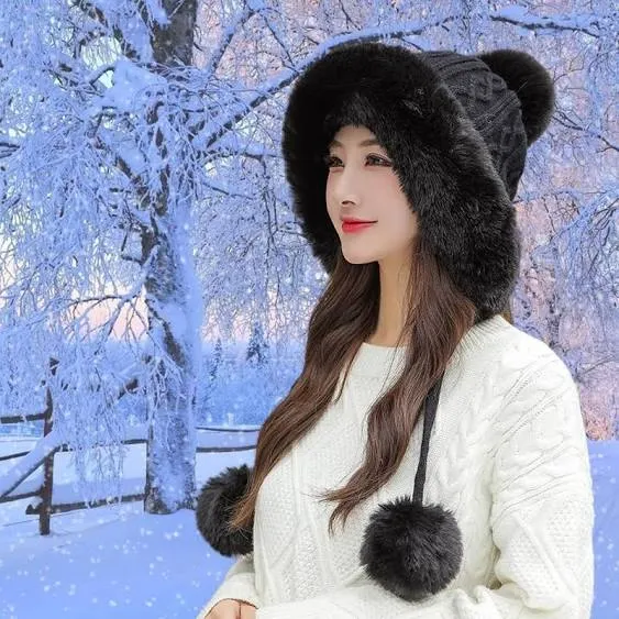 HUAMULAN Women Winter Peruvian Cover Ears Beanie Hat Ear Flaps Sherpa Ski Snow H