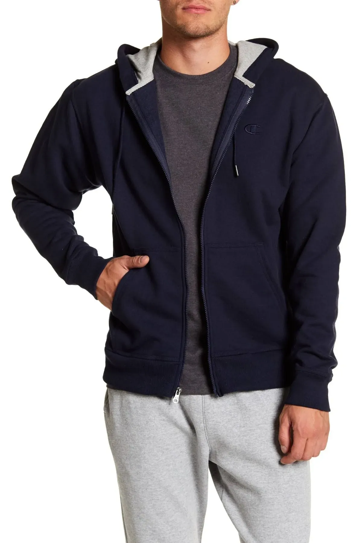 Champion Men&#039;s Powerblend Sweats Full Zip Jacket Navy cs0891-031