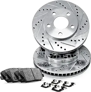 R1 Concepts Front Brakes and Rotors Kit |Front Brake Pads| Brake Rotors and Pads| Ceramic Brake Pads and Rotors |Hardware Kit |fits 2013-2019 Nissan