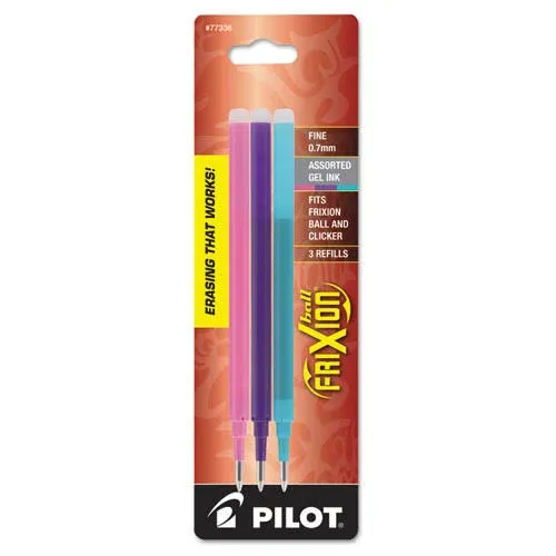  Pilot® Refill for FriXion Erasable Gel Ink Pen, Assorted, 3/Pk 072838773364