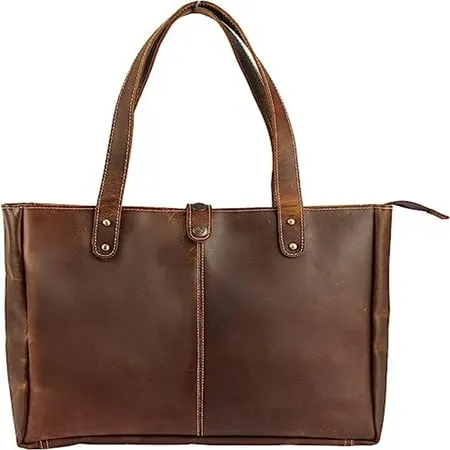 Long Handle Brown Buffalo  Leather tote shoulder Purse Handbag Shopper Purse