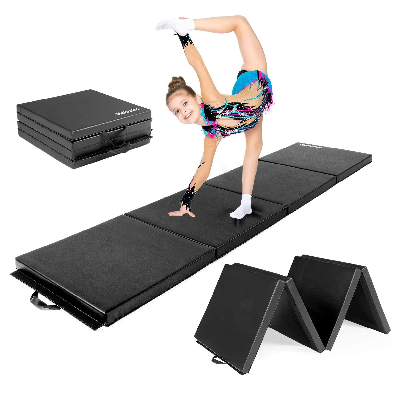 Matladin 8' Folding Gymnastics Gym Exercise Aerobics Mat, 8ft x 2ft x 2in PU ...