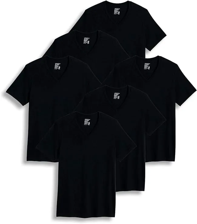 Jockey Men's Big & Tall Classic V-Neck T-Shirt - 6 Pack 2XLT Black